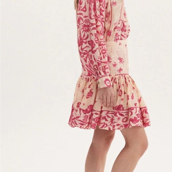 ALÉMAIS esmerelda Printed Mini Skirt 100% silk - Picture 3 of 10